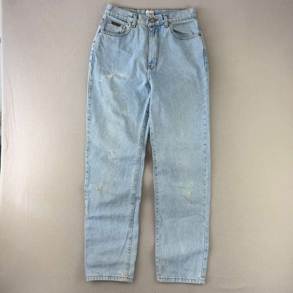 VTG Thrashed Calvin Klein‎ Jeans Women 8 Light Wash Denim Hi-Rise Straight Mom